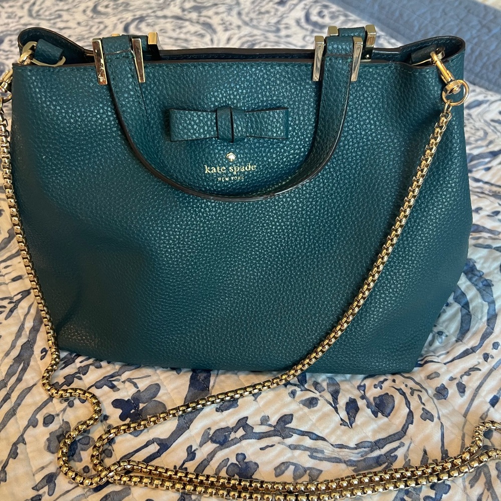 Kate Spade Gwyn Emerald Forest Teal Green Pershing Street Purse Pre-Loved